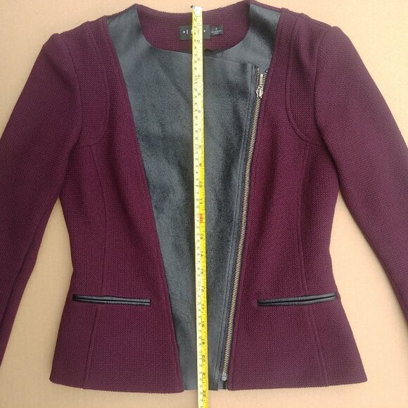 Iris Setlakwe Eggplant Maroon Moto Style Jacket Real Black Leather Size 2 - Picture 13 of 16